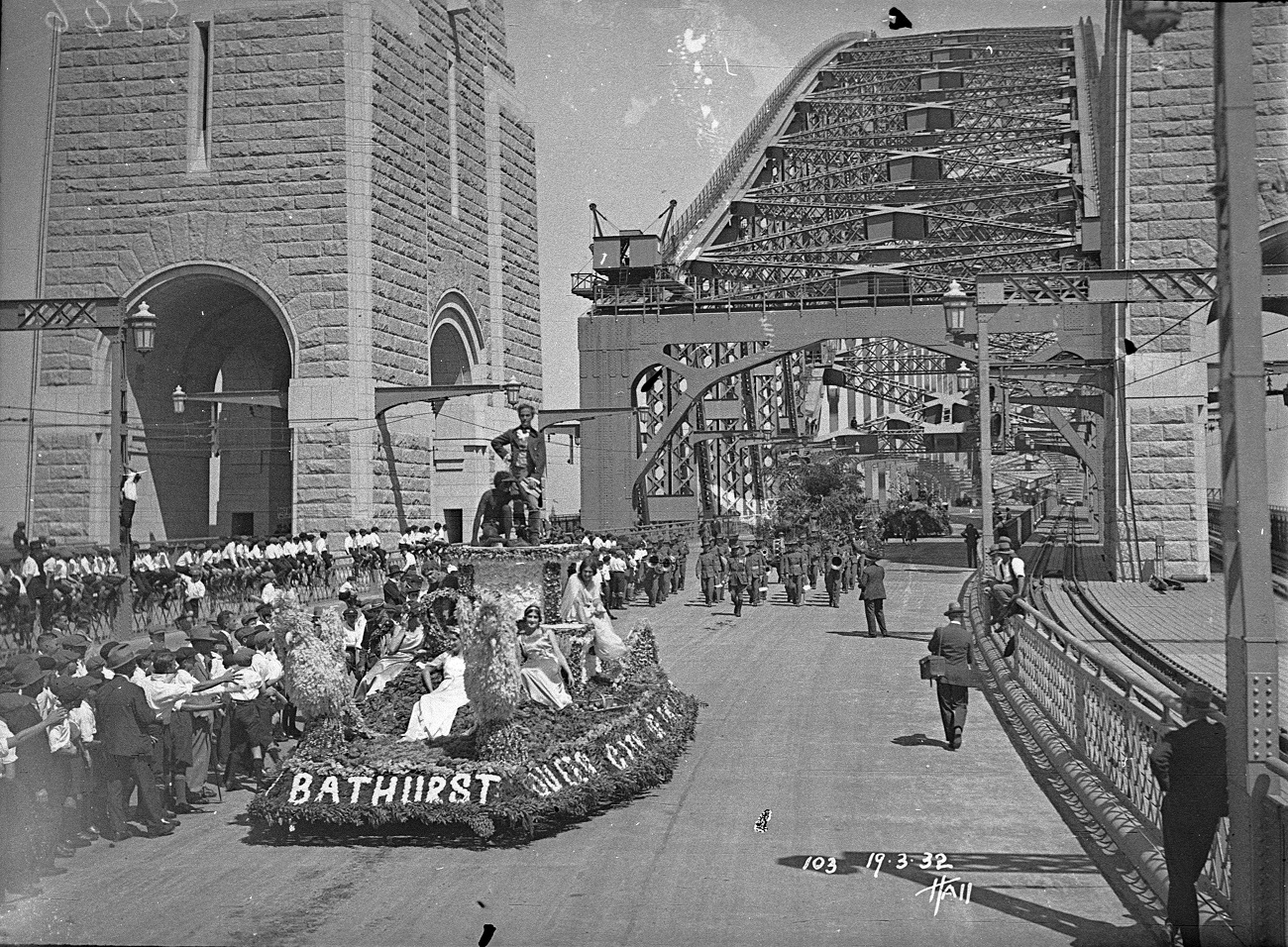 Bathurst float, Sydney Harbour Bridge Celebrations, photographs by Hall and Co, 1932, Home and Away – 38470
