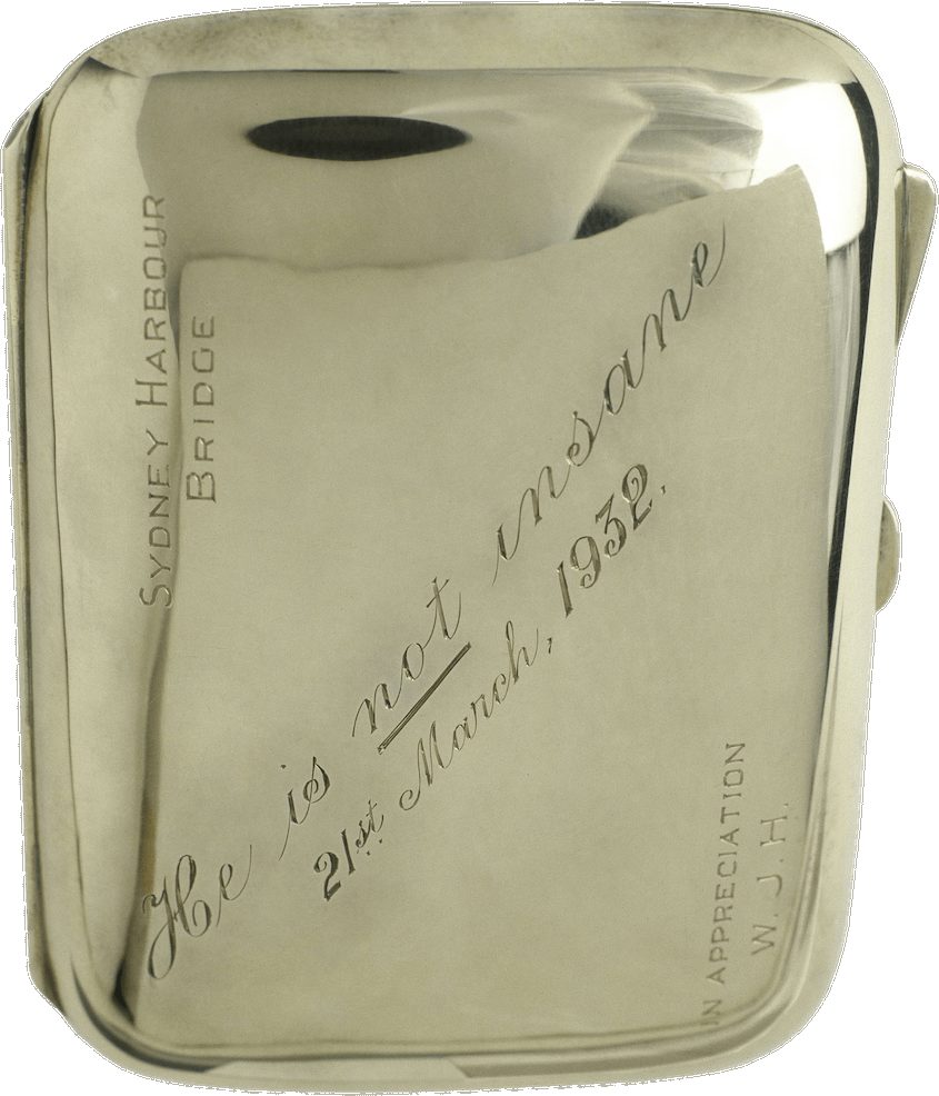 Engraved cigarette case / presented to Major F. E. De Groot, 1932